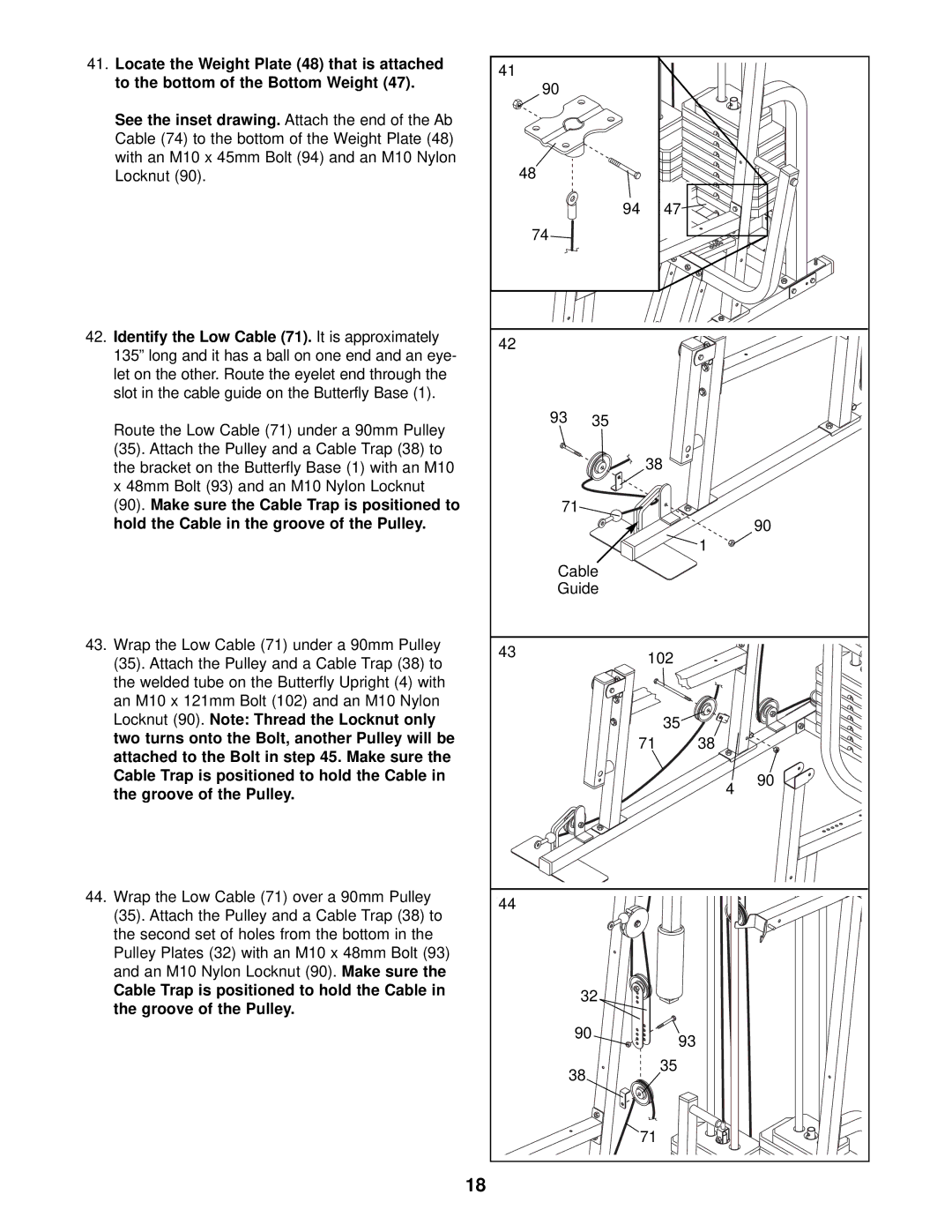 Weider 831.159833 user manual Cable Guide 102 