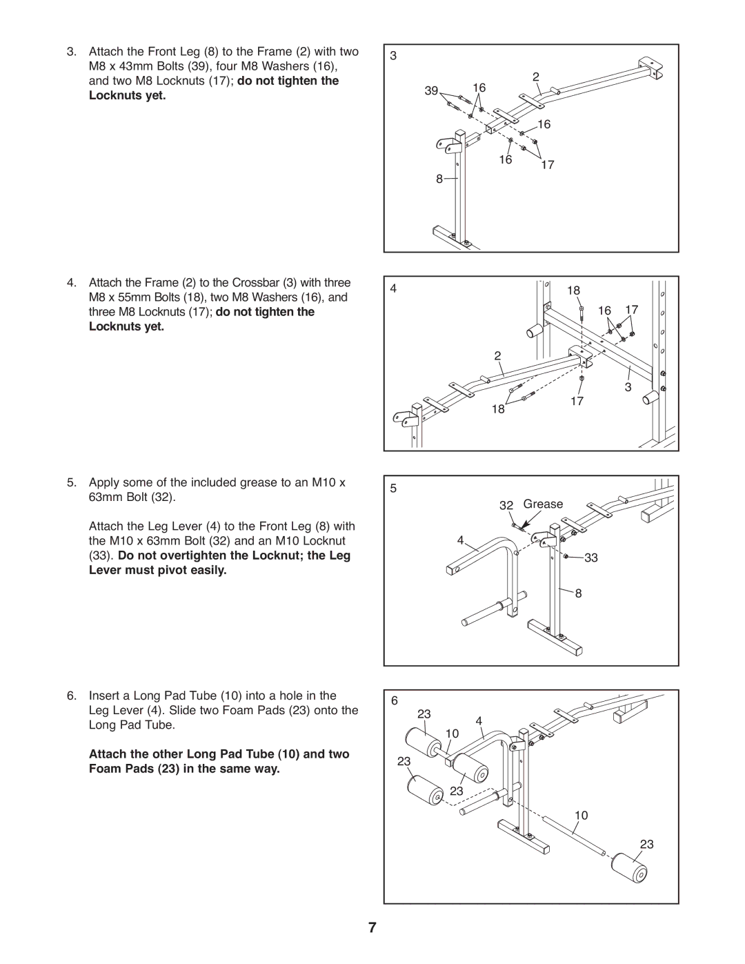 Weider WEBE0939.1, 831.15999.1 user manual Locknuts yet 