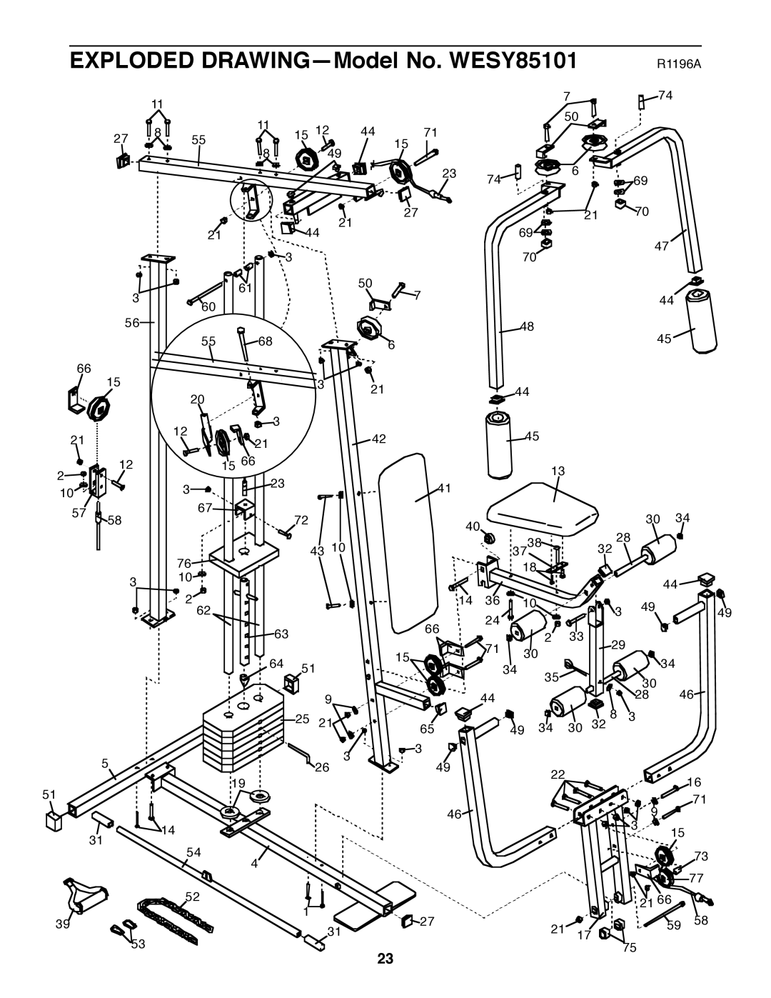 Weider user manual Exploded DRAWINGÑModel No. WESY85101 