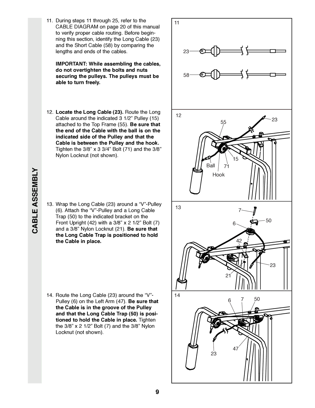 Weider 8510 user manual Cable Assembly 