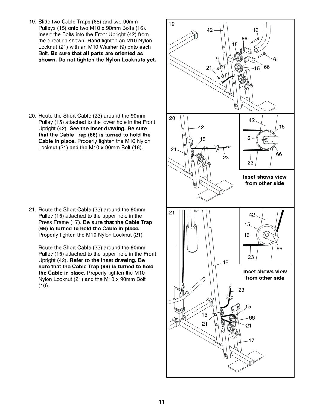 Weider 8920 user manual Inset shows view, From other side 