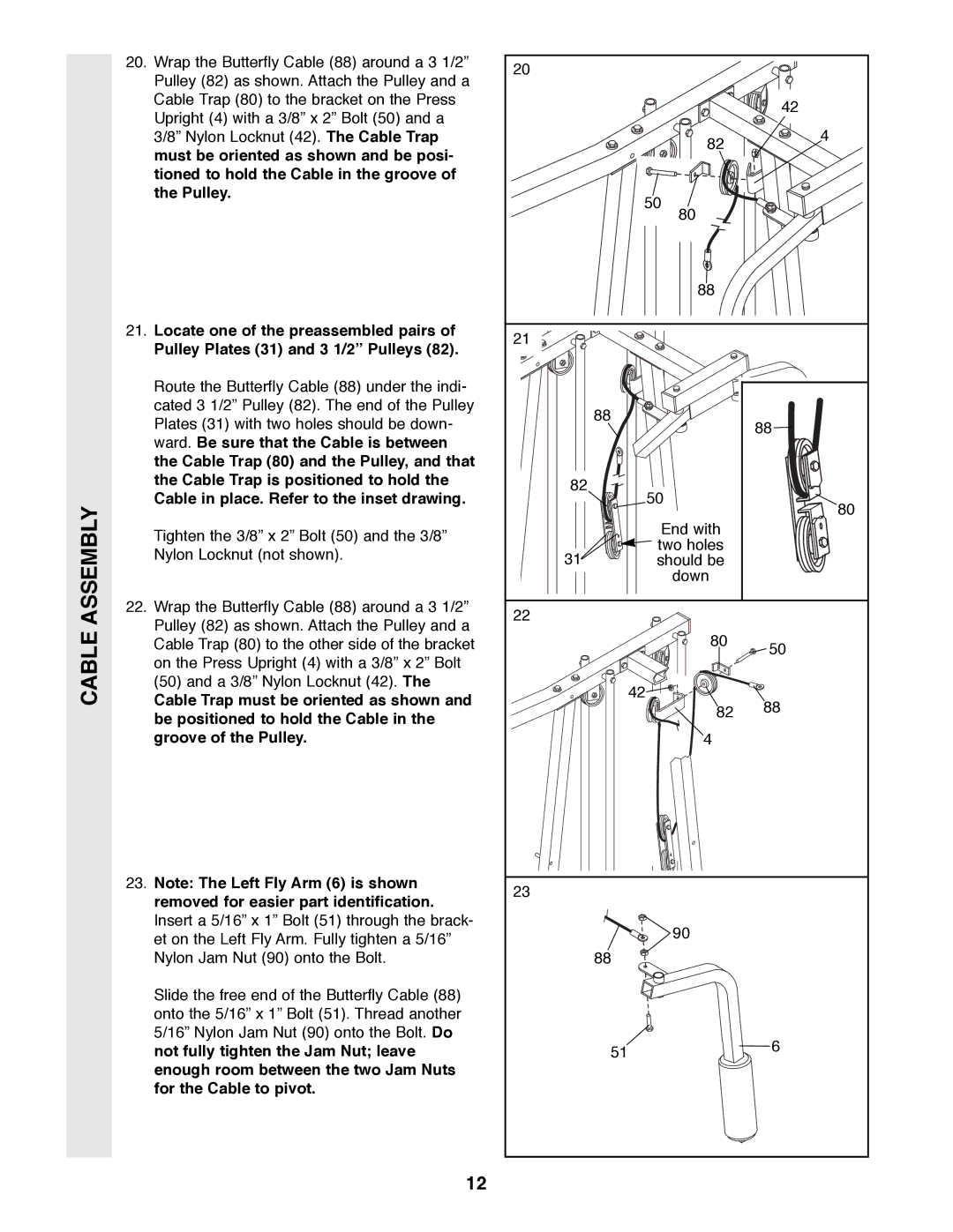 Weider 9300 PRO user manual Cable Assembly 