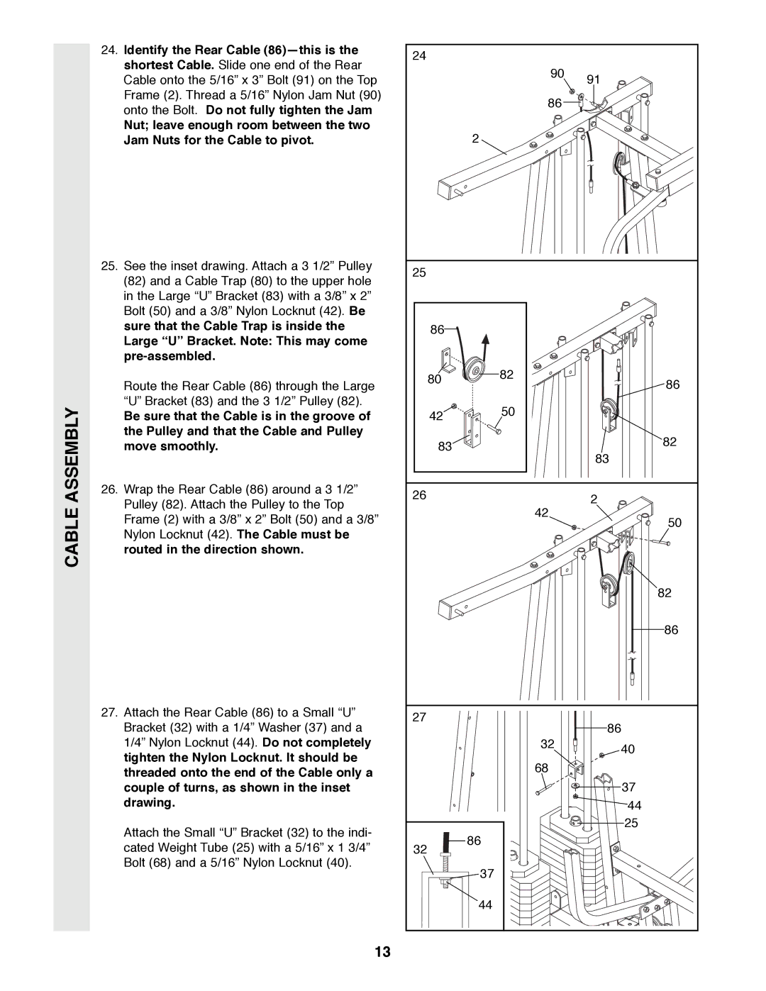 Weider 9300 PRO user manual Cable Assembly 