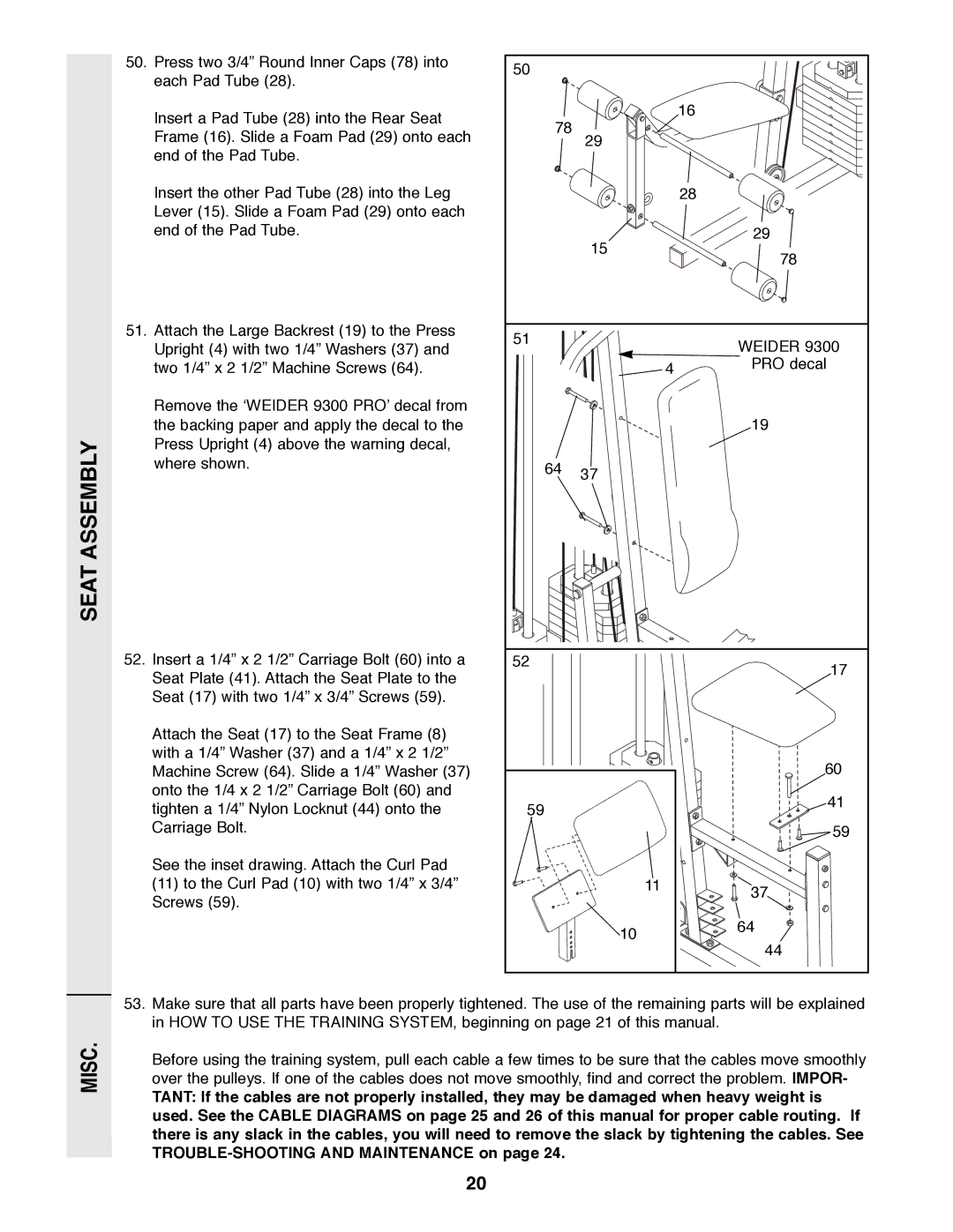 Weider 9300 PRO user manual Misc 