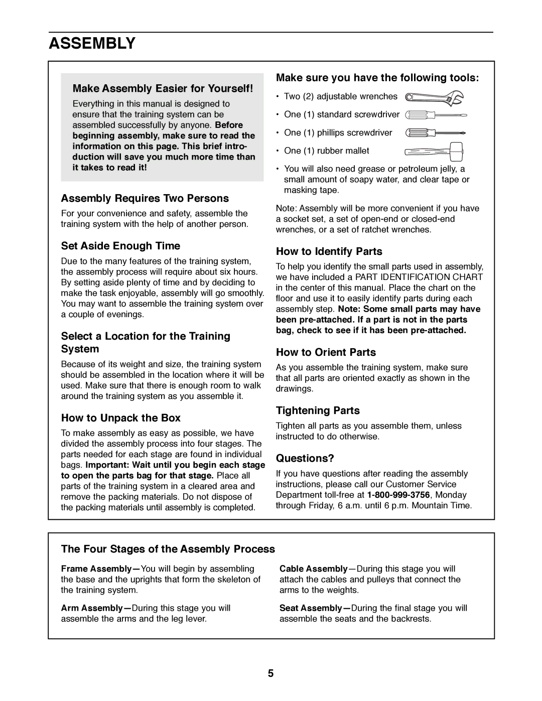 Weider 9300 PRO user manual Make Assembly Easier for Yourself 