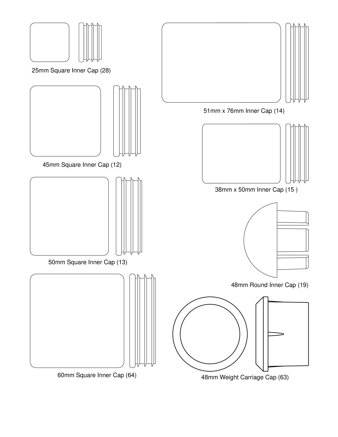 Weider C670 user manual 48mm Weight Carriage Cap 