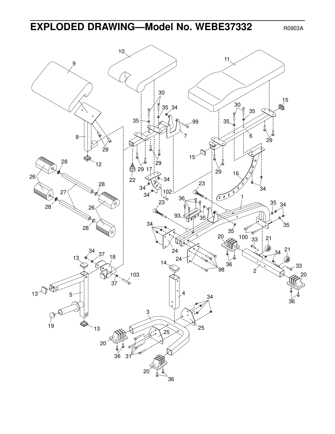 Weider C670 user manual Exploded DRAWING-Model No. WEBE37332 