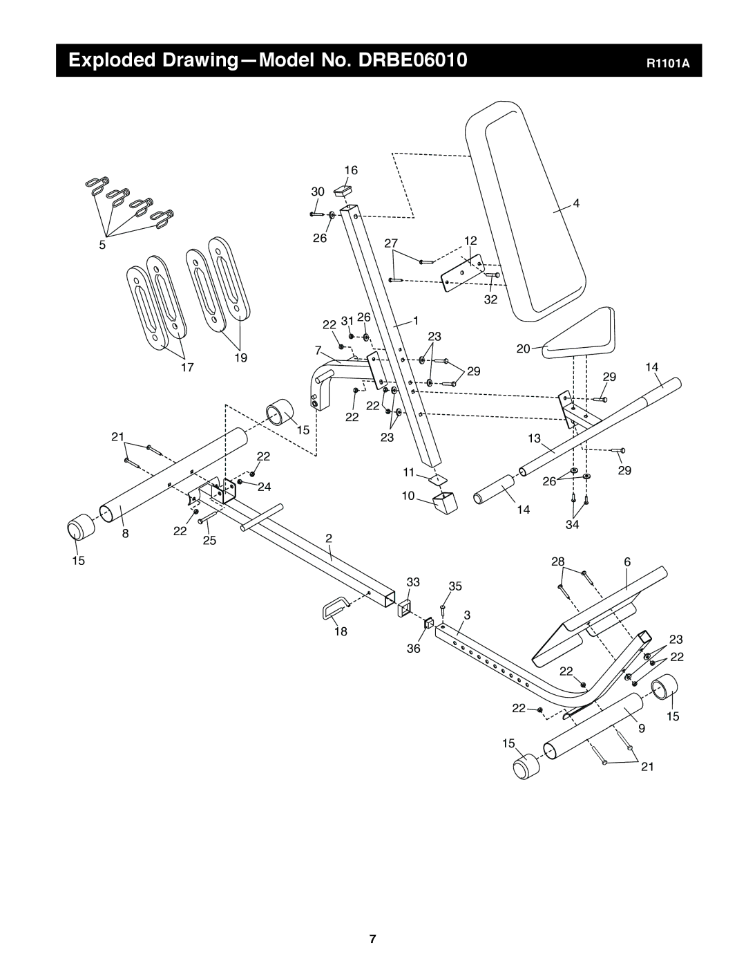 Weider user manual Exploded Drawing-Model No. DRBE06010 