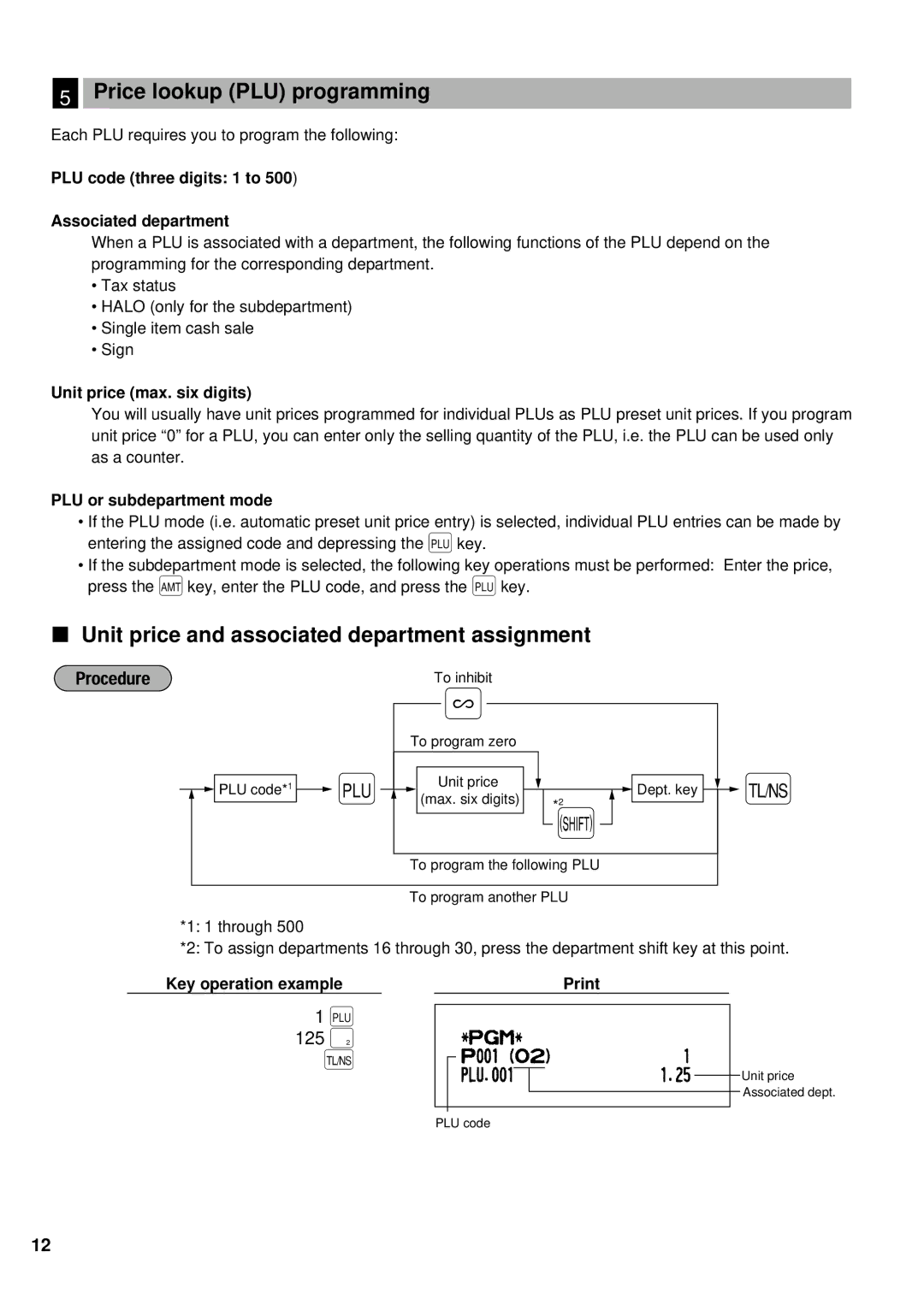 Weider ER-A220 Price lookup PLU programming, Unit price and associated department assignment, Unit price max. six digits 