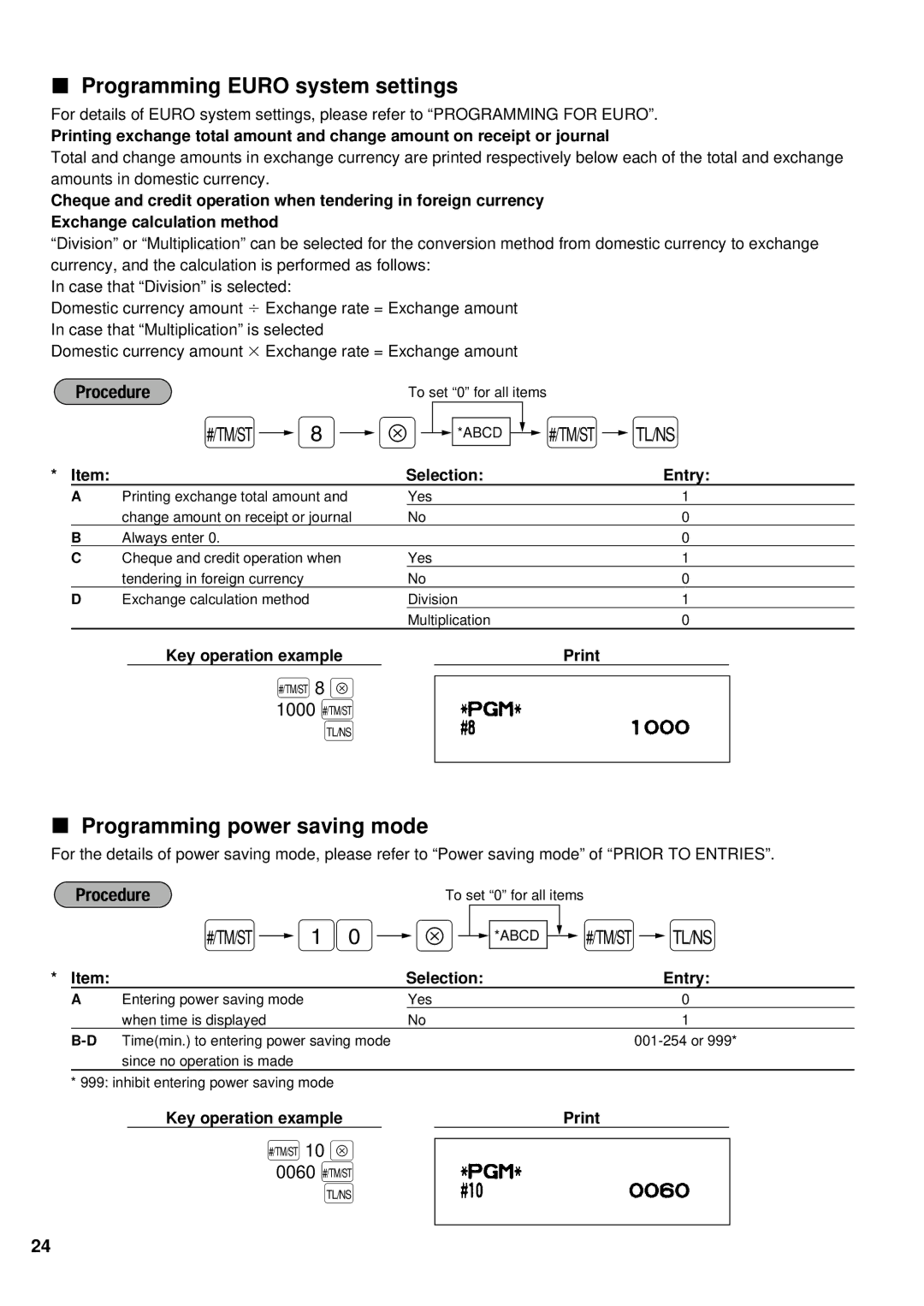 Weider ER-A220 instruction manual Programming Euro system settings, Programming power saving mode 