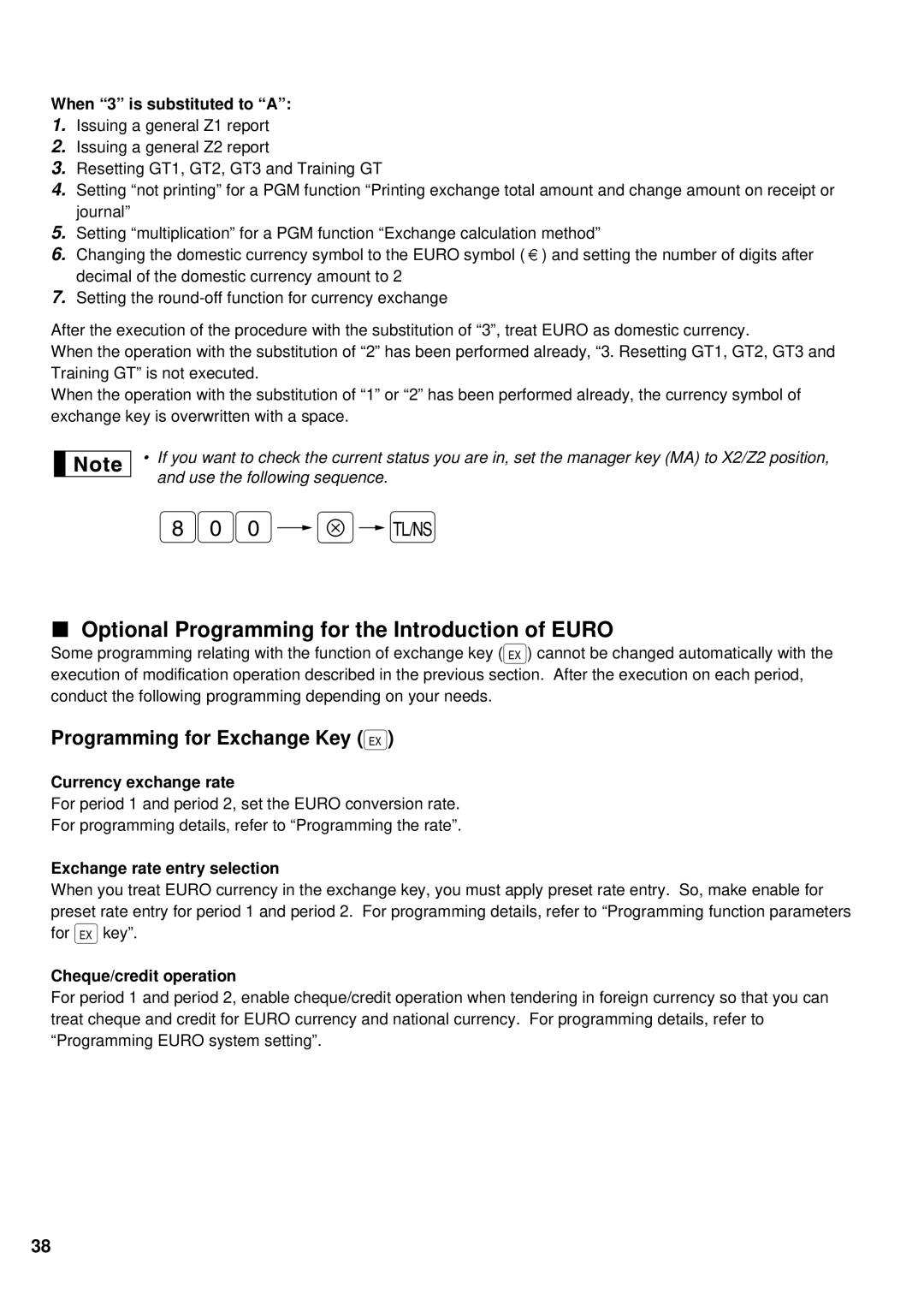 Weider ER-A220 Optional Programming for the Introduction of Euro, When 3 is substituted to a, Currency exchange rate 