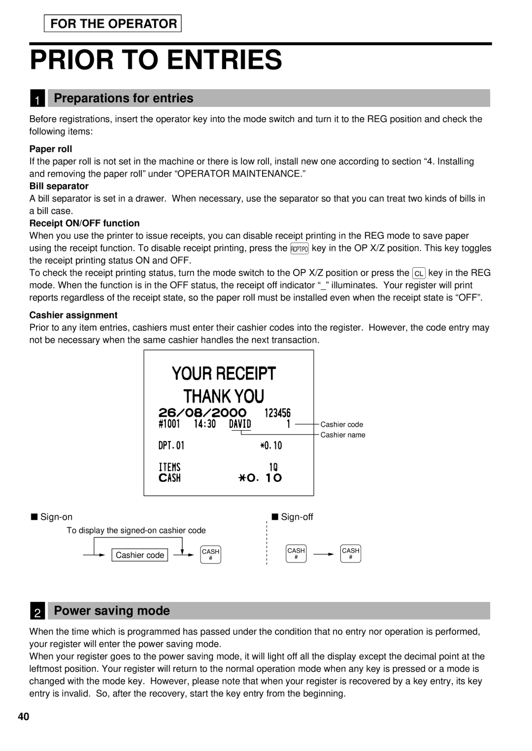 Weider ER-A220 instruction manual Prior to Entries, Preparations for entries, Power saving mode 