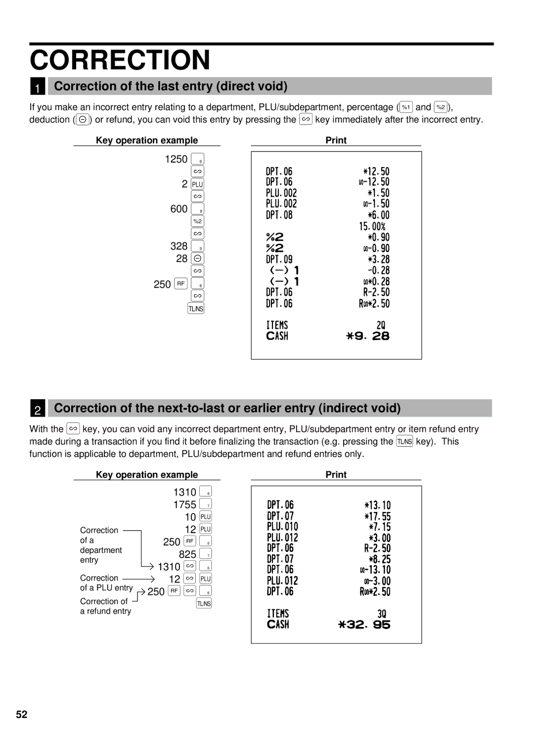 Weider ER-A220 instruction manual 600 ô 328 ã, Correction of the last entry direct void 