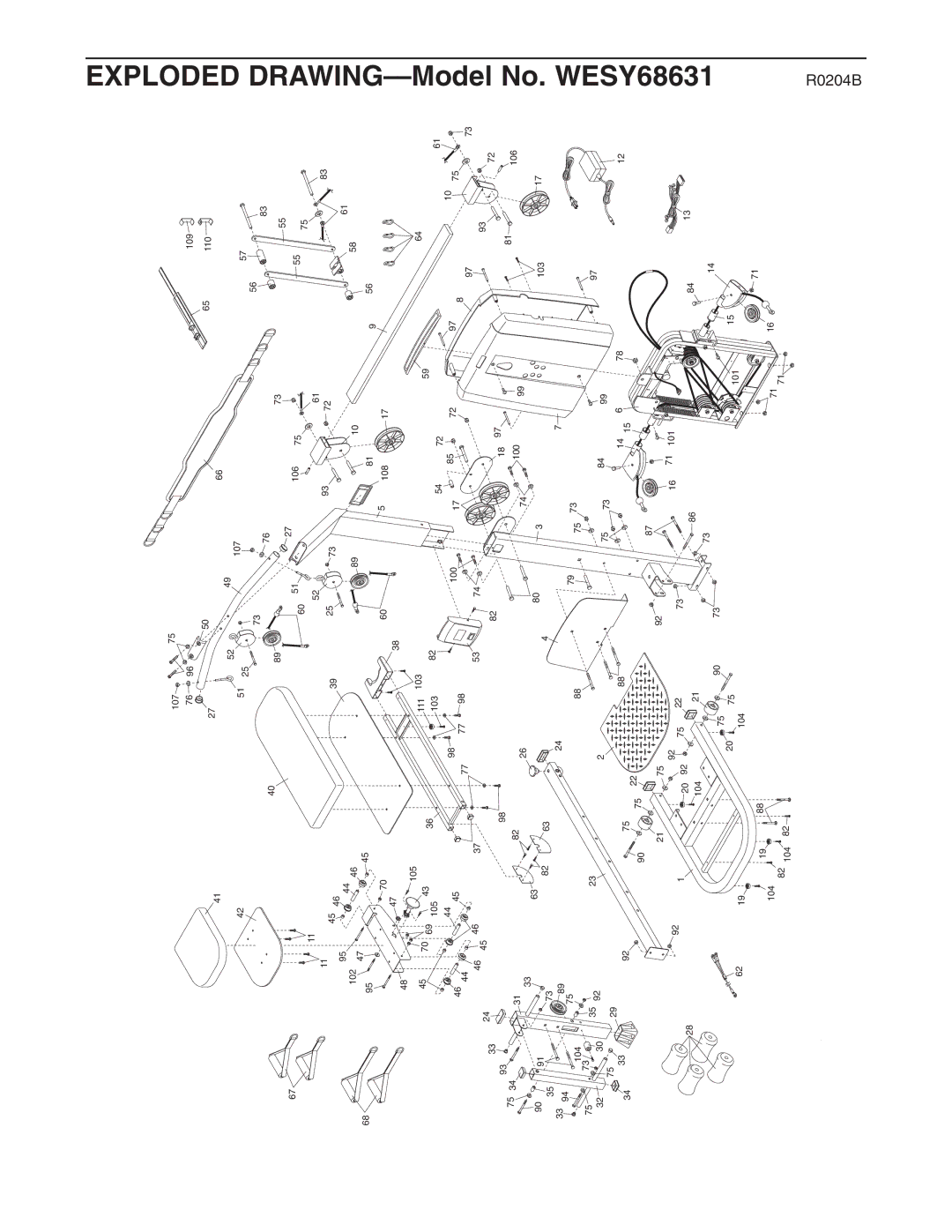 Weider PLATINUM 600 user manual Exploded DRAWING-Model No. WESY68631 