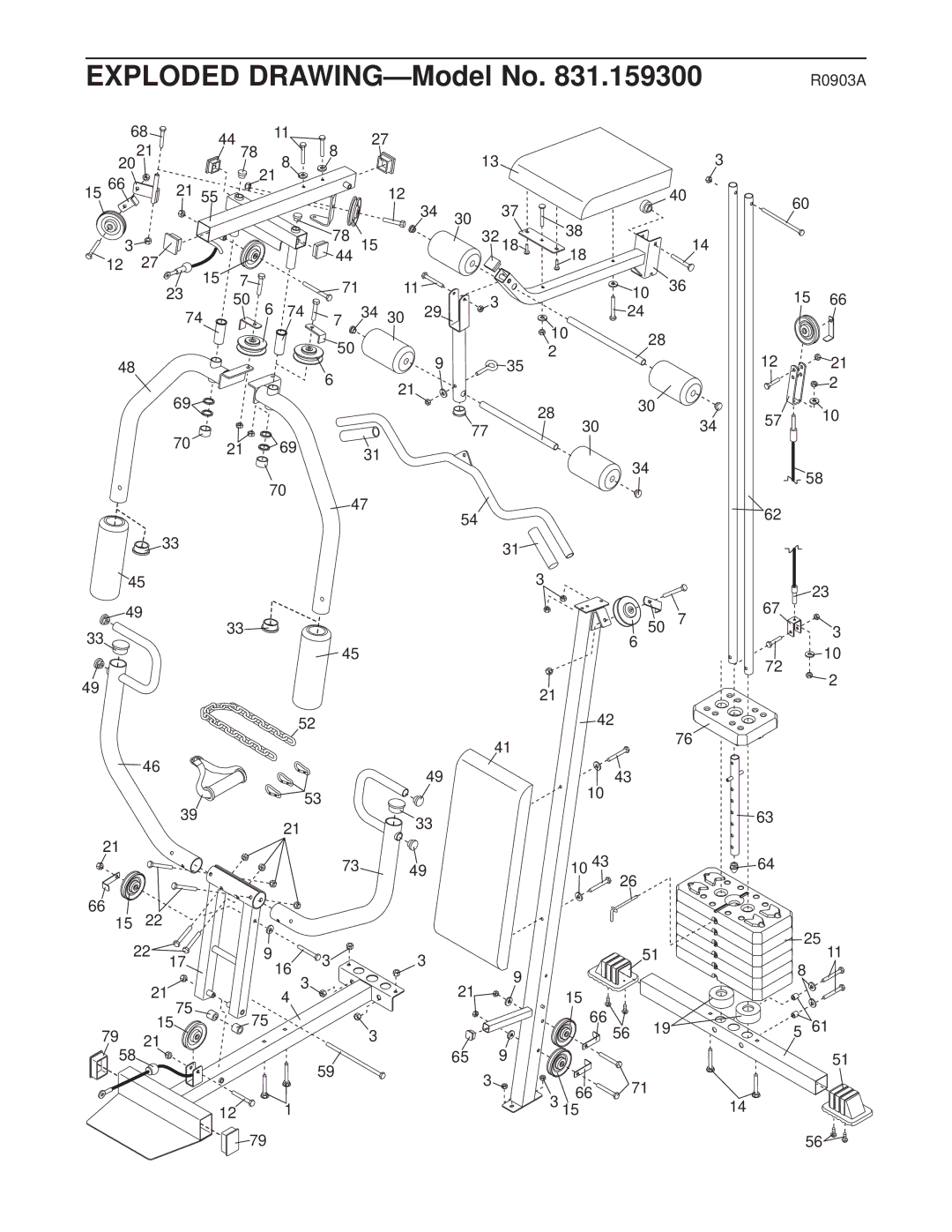 Weider Pro 2250 user manual Exploded DRAWING-Model No 