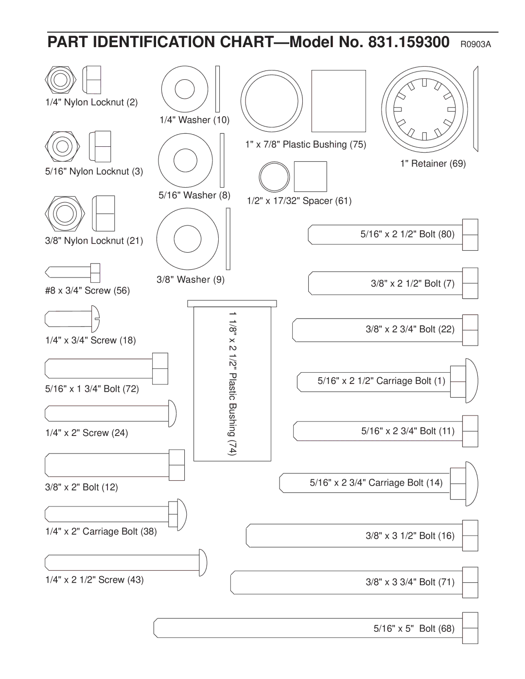 Weider Pro 2250 user manual Part Identification CHART-Model No .159300 R0903A 