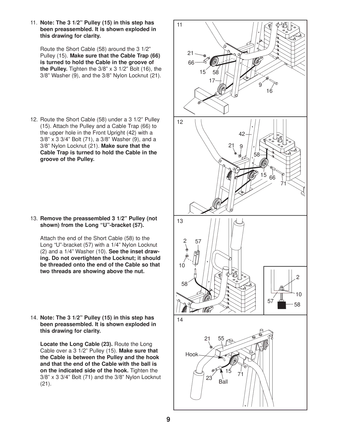 Weider Pro 2250 user manual Hook Ball 