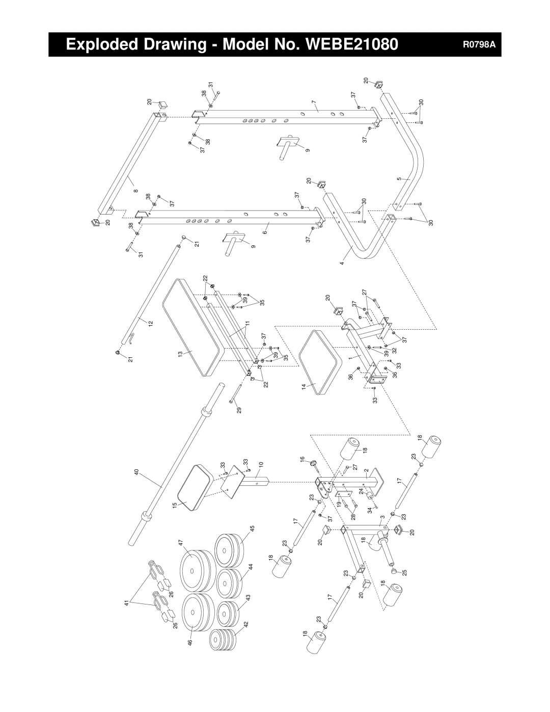 Weider PRO 408 user manual Exploded Drawing Model No. WEBE21080 