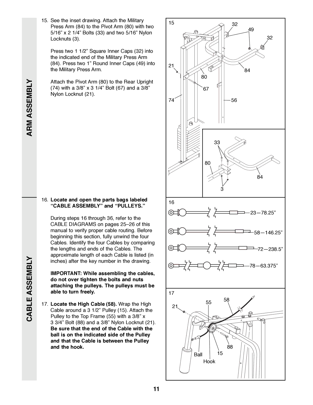 Weider PRO 9400 user manual ARM Assembly Cable Assembly 