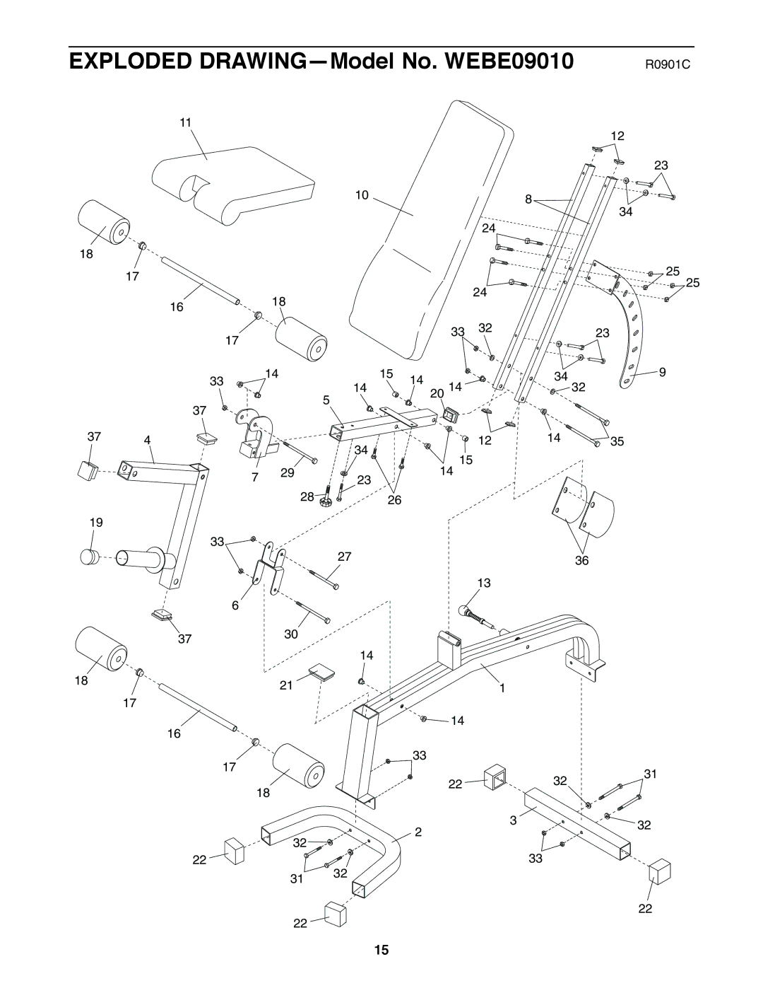 Weider Pro XT 10 user manual Exploded DRAWING-Model No. WEBE09010 