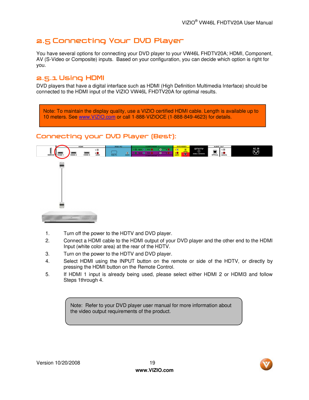 Weider VW46L user manual Connecting Your DVD Player, Connecting your DVD Player Best 