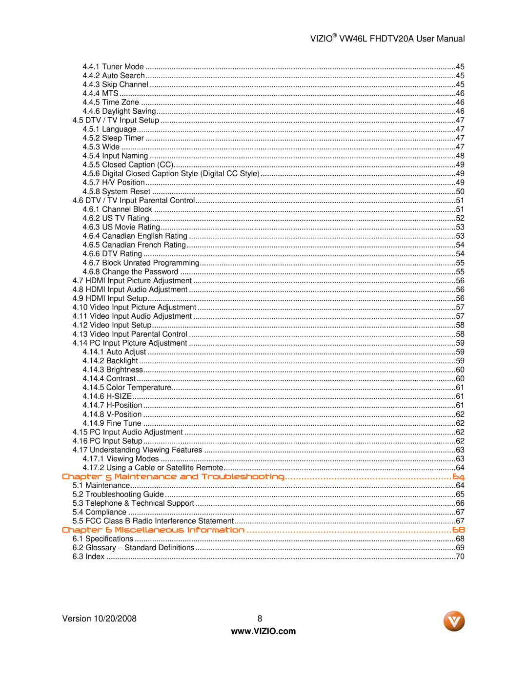 Weider VW46L user manual Miscellaneous Information 