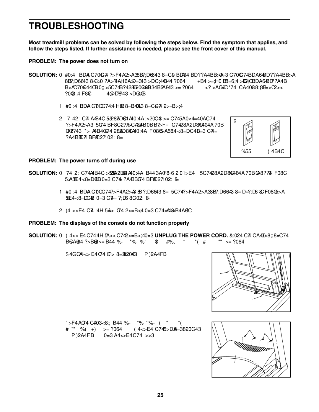 Weider WBTL13608.0 user manual Troubleshooting, Problem The power turns off during use 