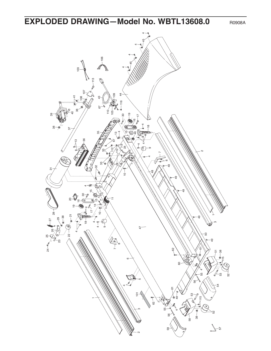 Weider user manual DRAWING-Model No. WBTL13608.0 