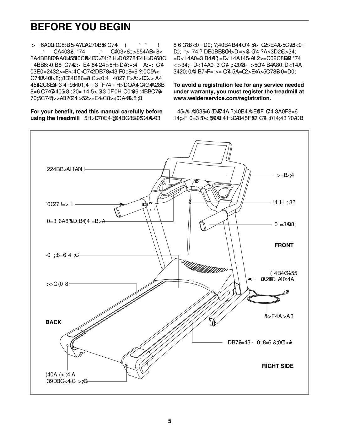 Weider WBTL13608.0 user manual Before YOU Begin, Front, Back, Right Side 