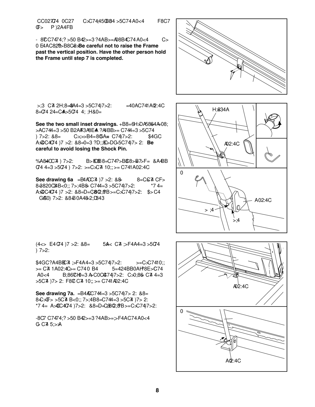 Weider WBTL13608.0 See the two small inset drawings. Using your fingernail, Careful to avoid losing the Shock Pin 