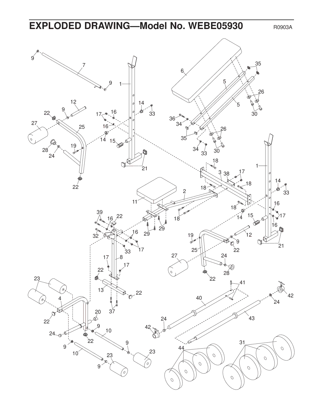 Weider user manual Exploded DRAWING-Model No. WEBE05930 