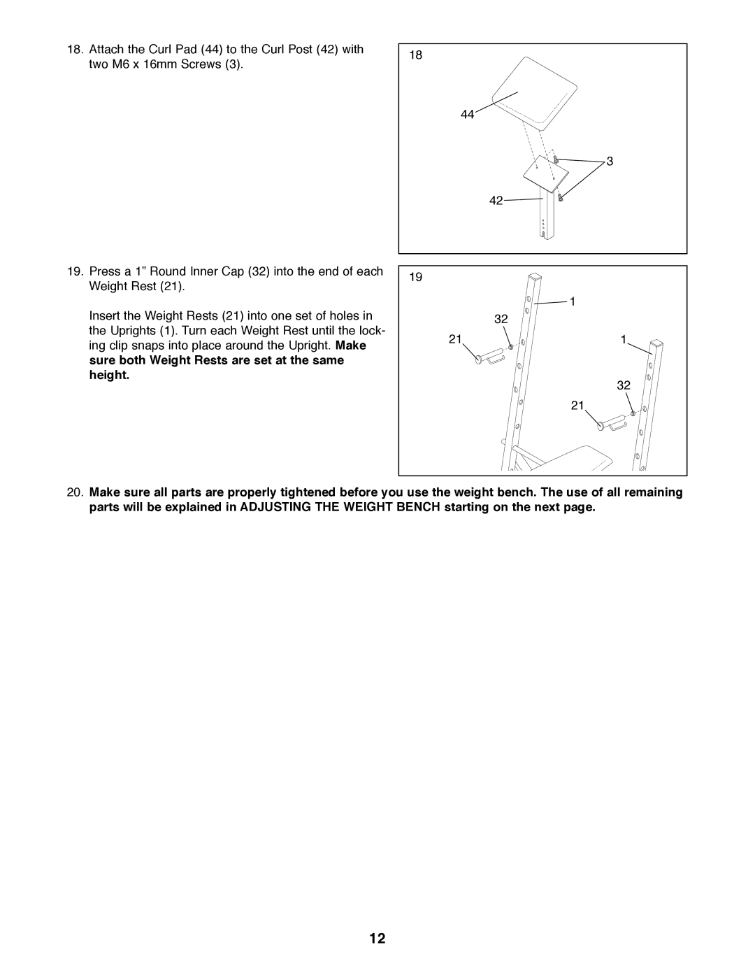 Weider WEBE07790 manual 