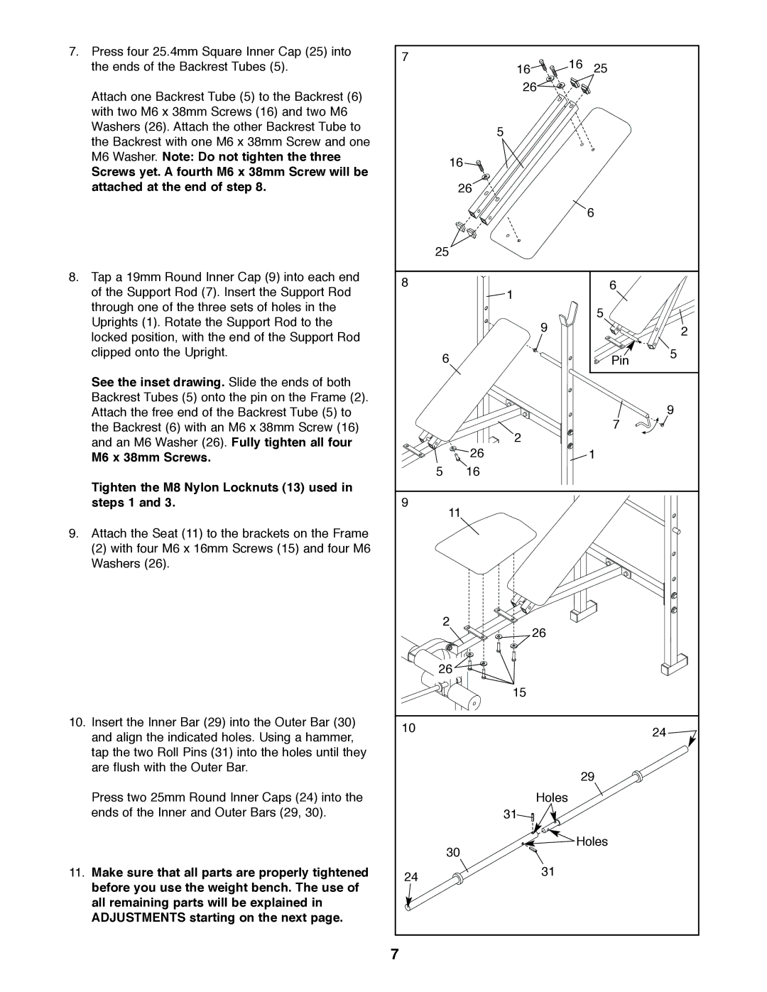 Weider WEBE07920 user manual See the inset drawing. Slide the ends of both 