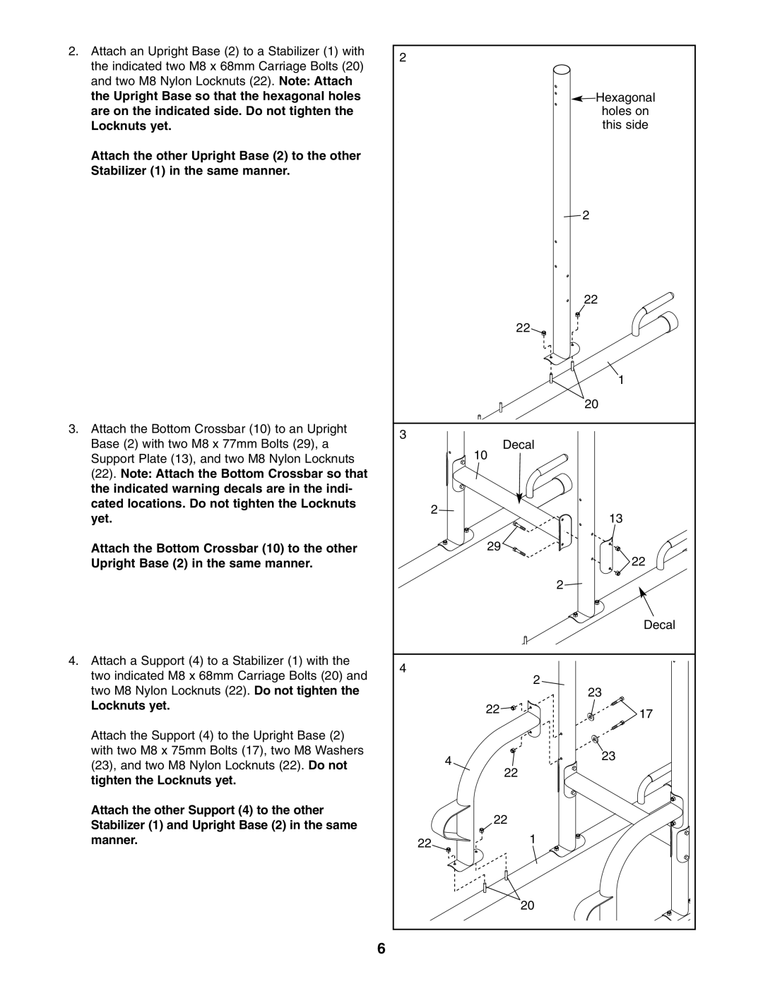 Weider WEBE09140 user manual Locknuts yet 