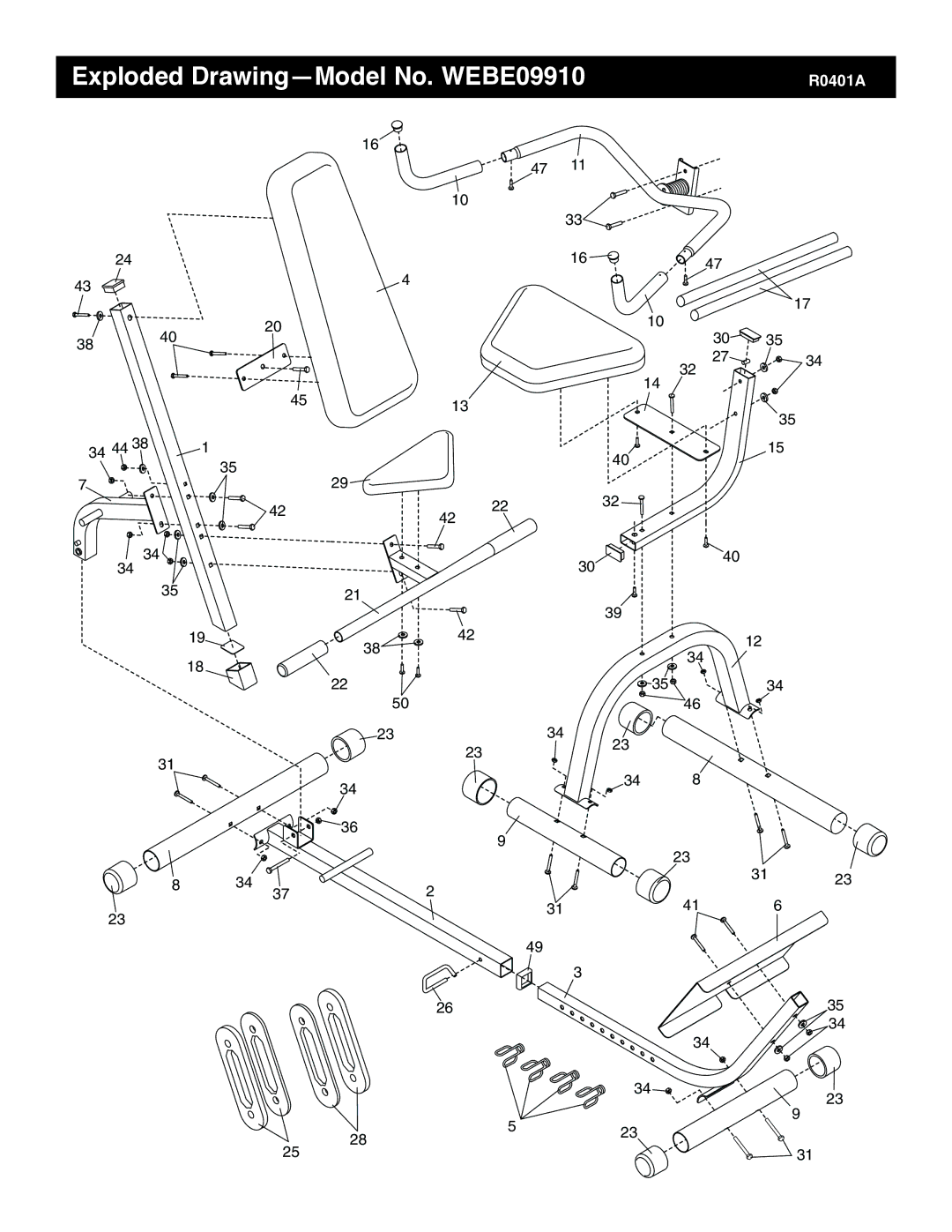 Weider user manual Exploded Drawing-Model No. WEBE09910 