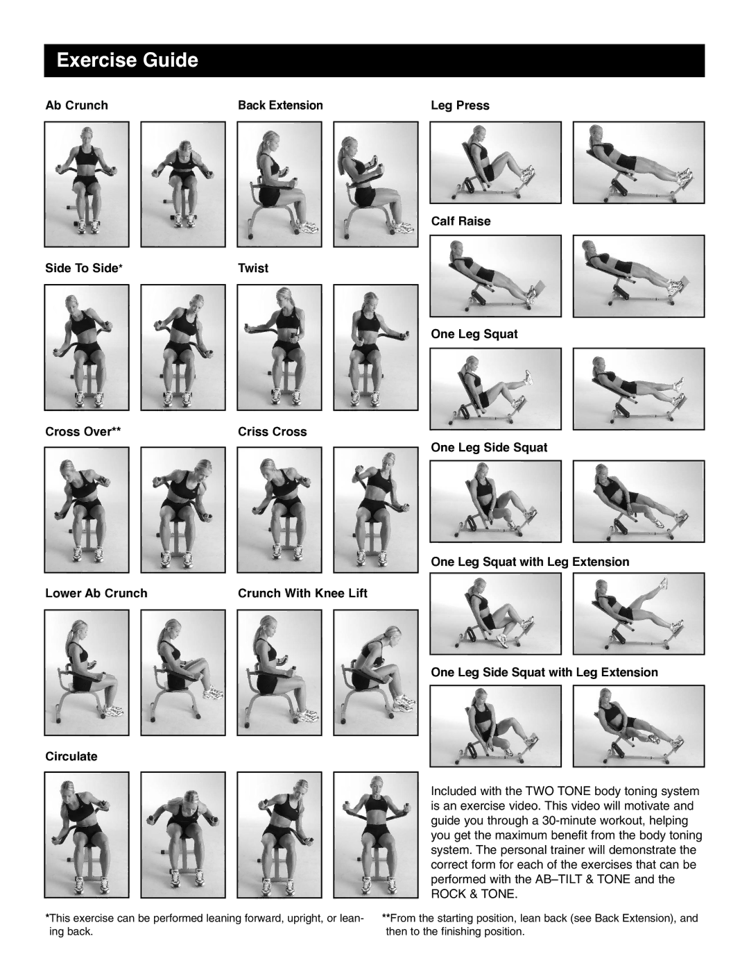 Weider WEBE09913 user manual Exercise Guide 