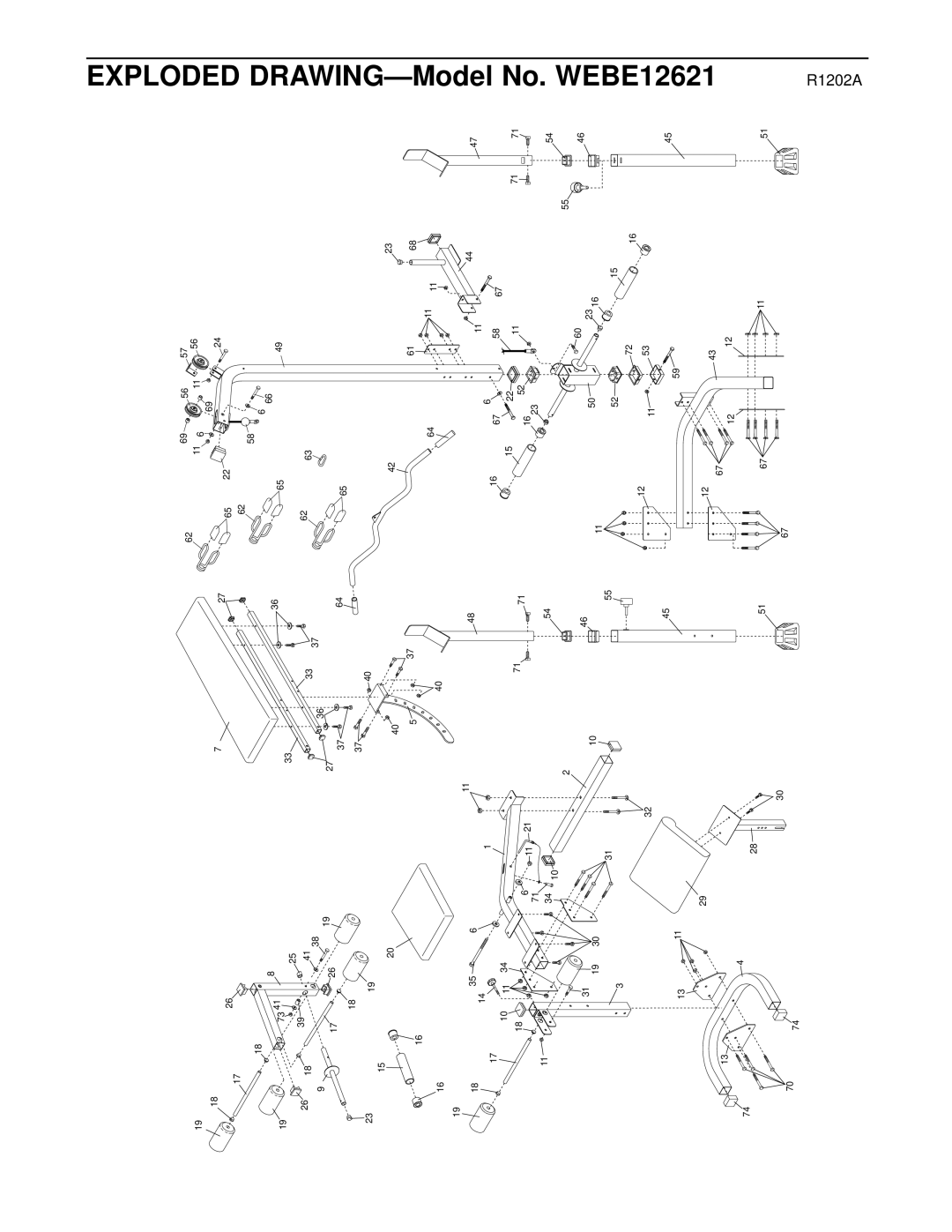 Weider user manual Exploded DRAWING-Model No. WEBE12621 