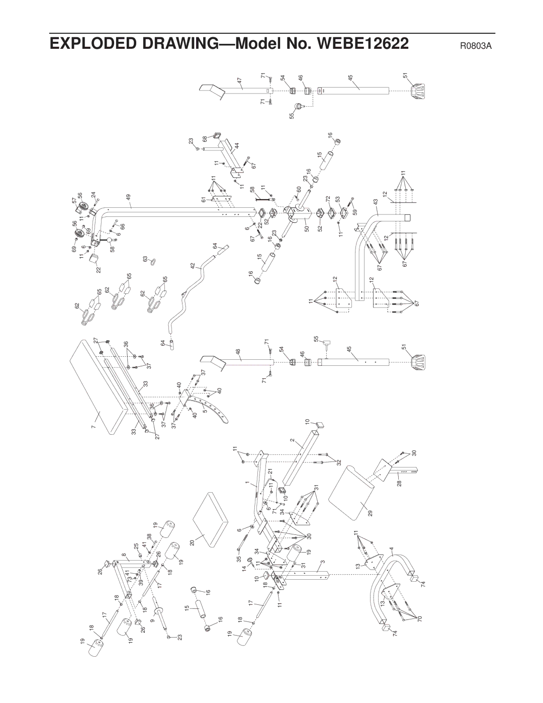 Weider user manual Exploded DRAWING-Model No. WEBE12622 