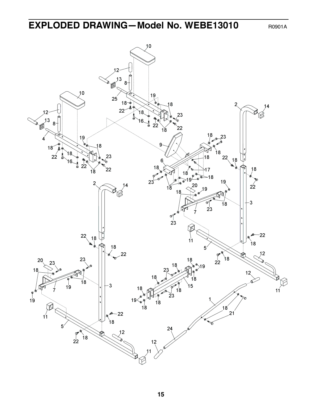 Weider user manual Exploded DRAWING-Model No. WEBE13010 