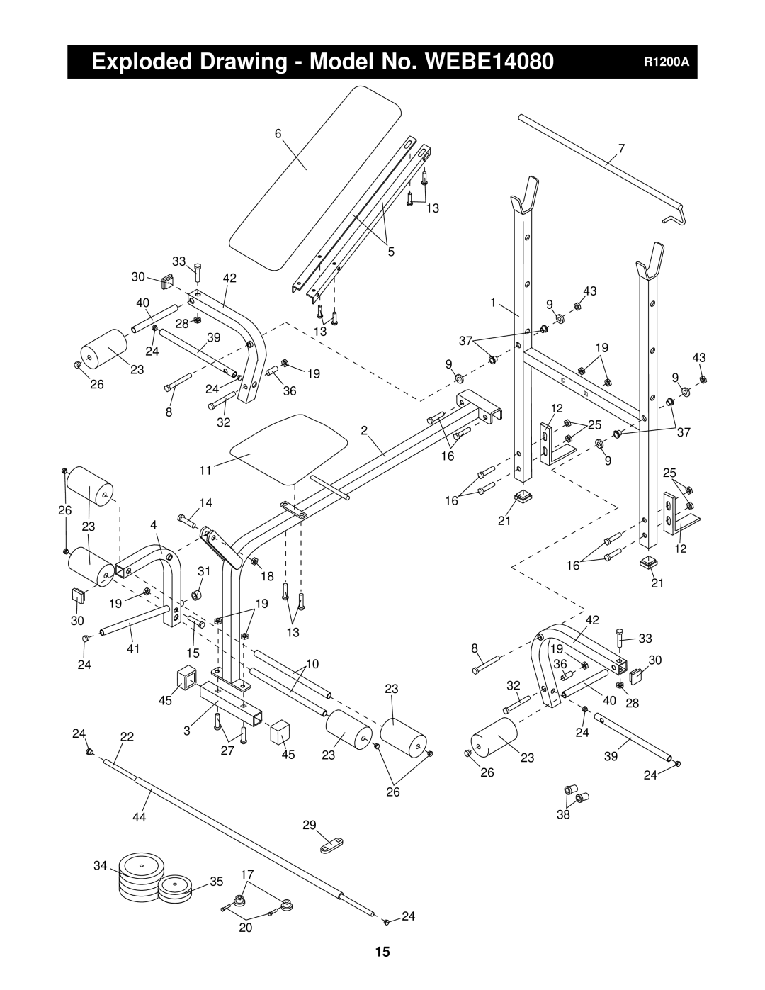 Weider user manual Exploded Drawing Model No. WEBE14080 