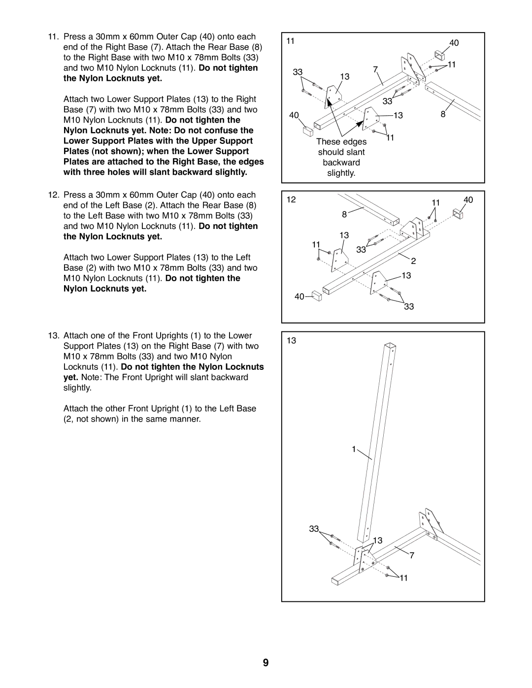 Weider WEBE19200 manual Nylon Locknuts yet 