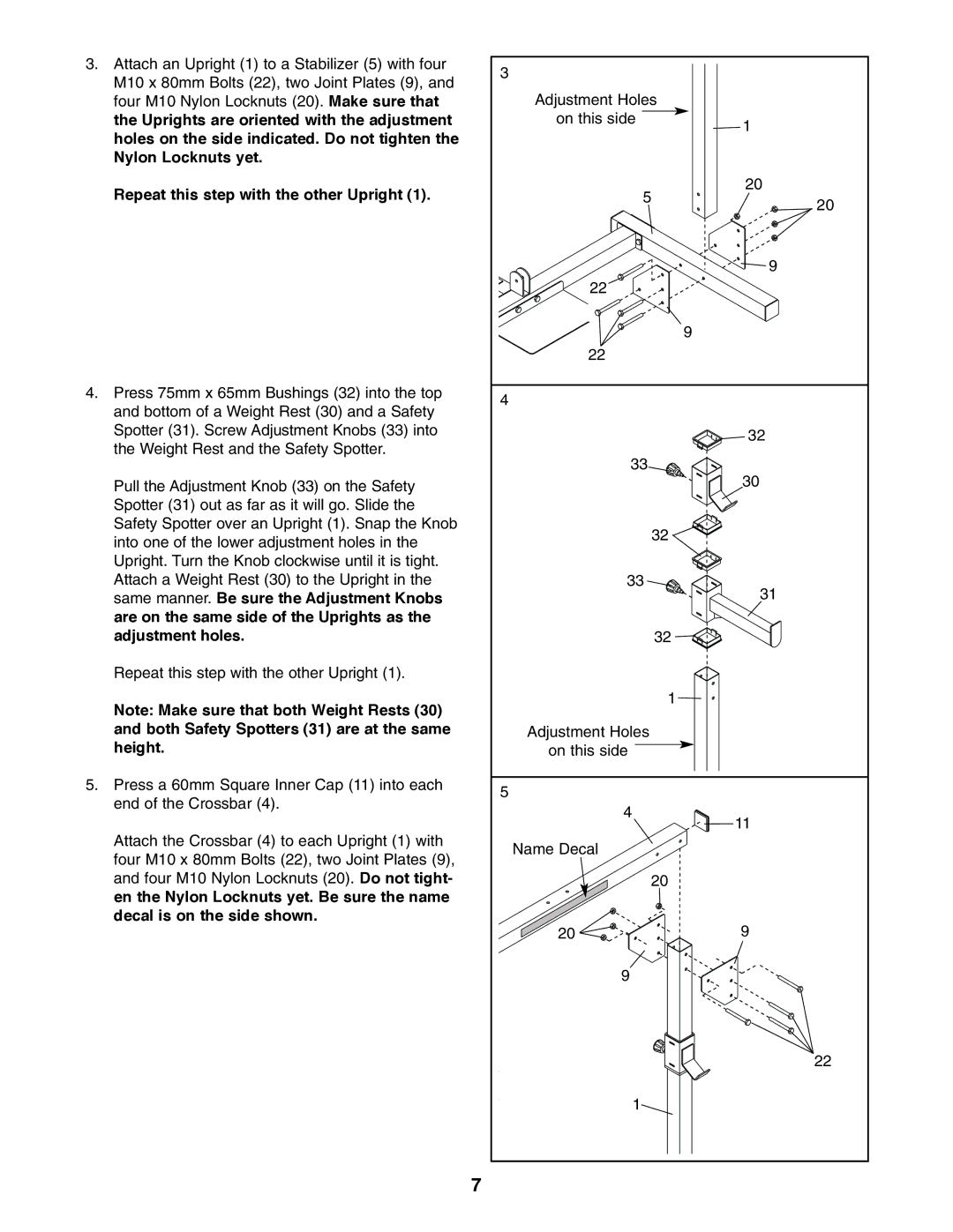 Weider WEBE19510 user manual Repeat this step with the other Upright 