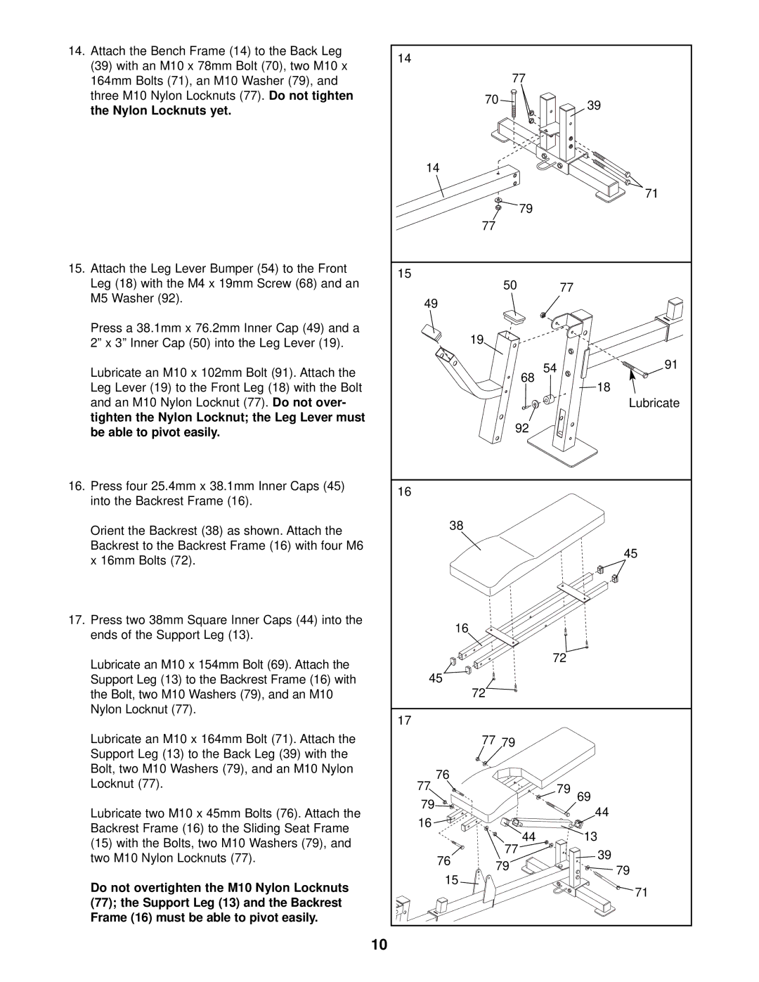 Weider WEBE29911 user manual Lubricate 