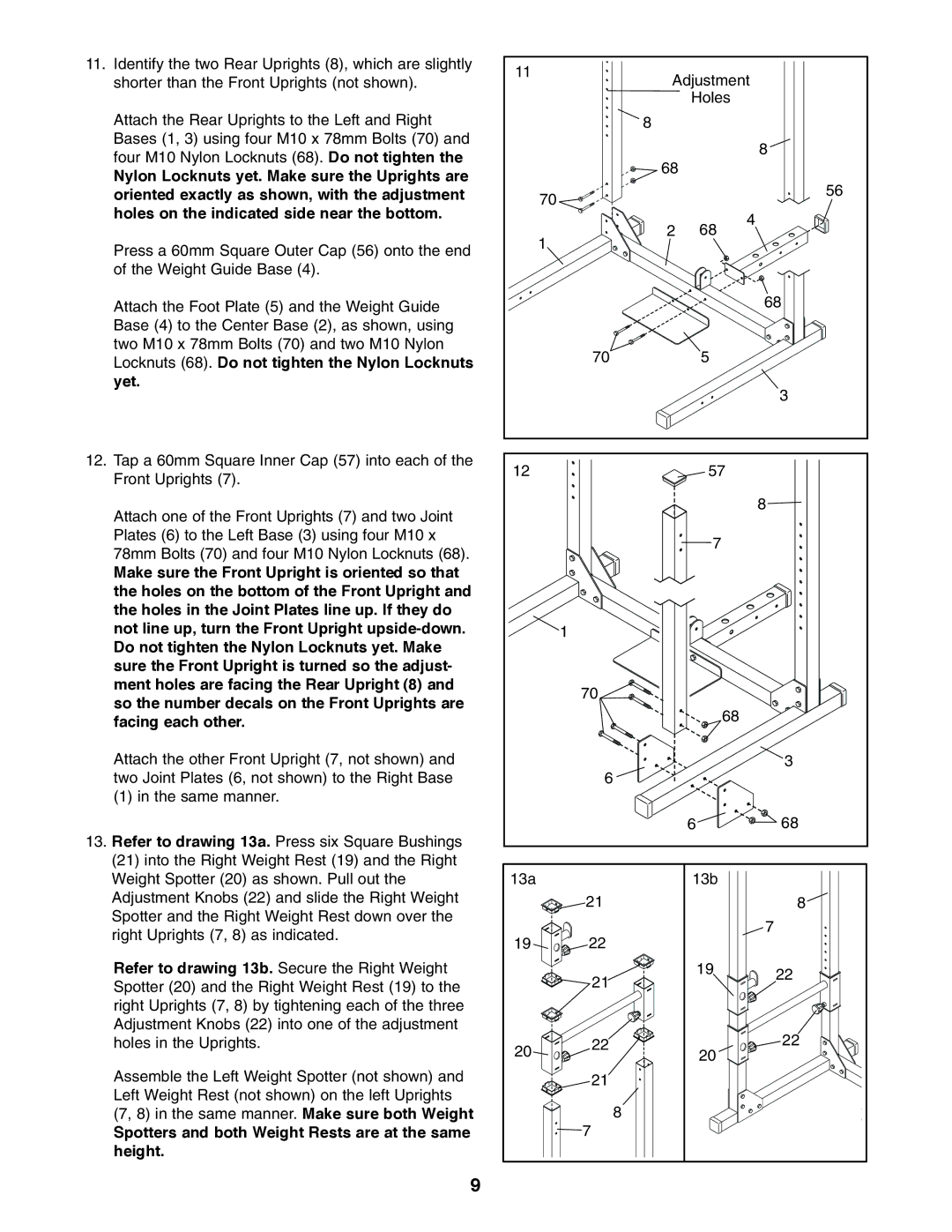 Weider WEBE34110 user manual Spotters and both Weight Rests are at the same height 