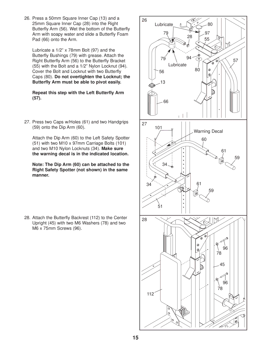 Weider WEBE37330 user manual Right Safety Spotter not shown in the same Manner 