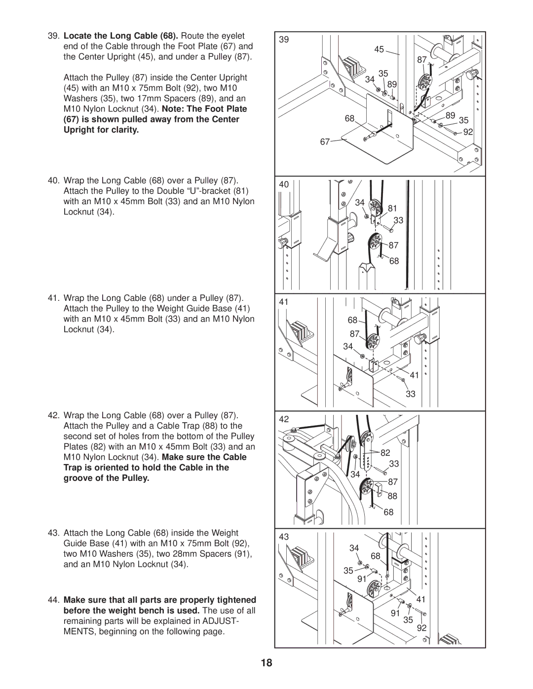 Weider WEBE37330 user manual Is shown pulled away from the Center Upright for clarity 