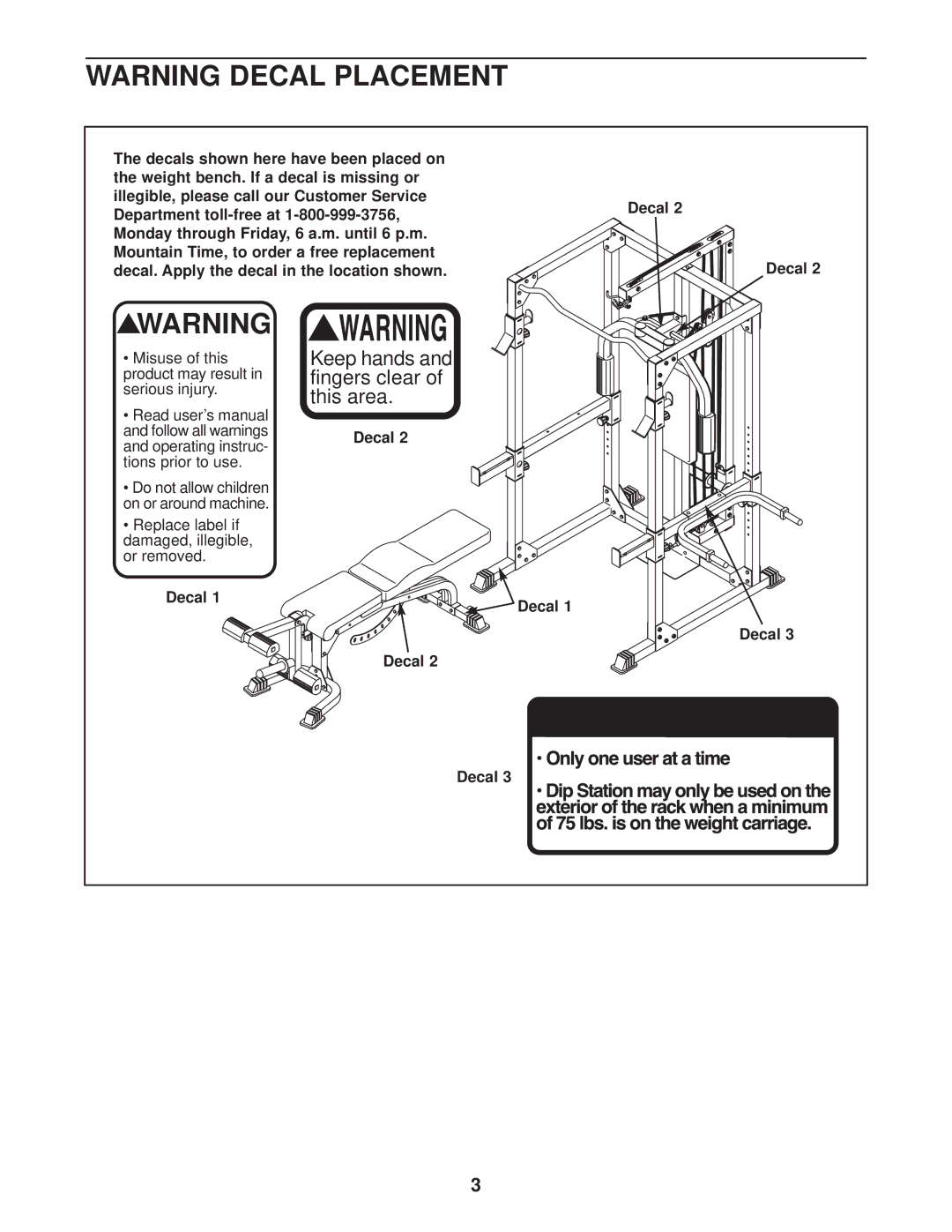 Weider WEBE37330 user manual Decal 