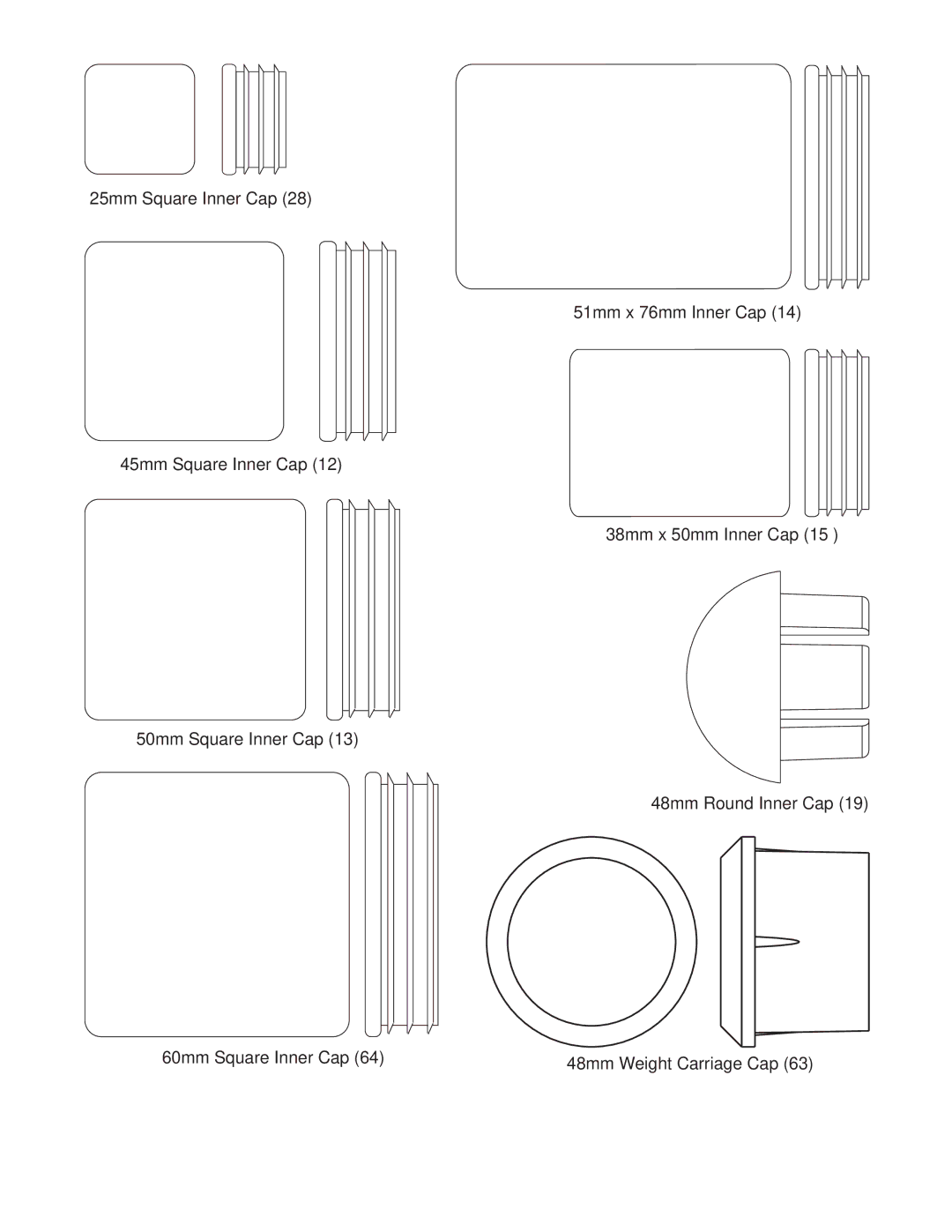 Weider WEBE37330 user manual 48mm Weight Carriage Cap 