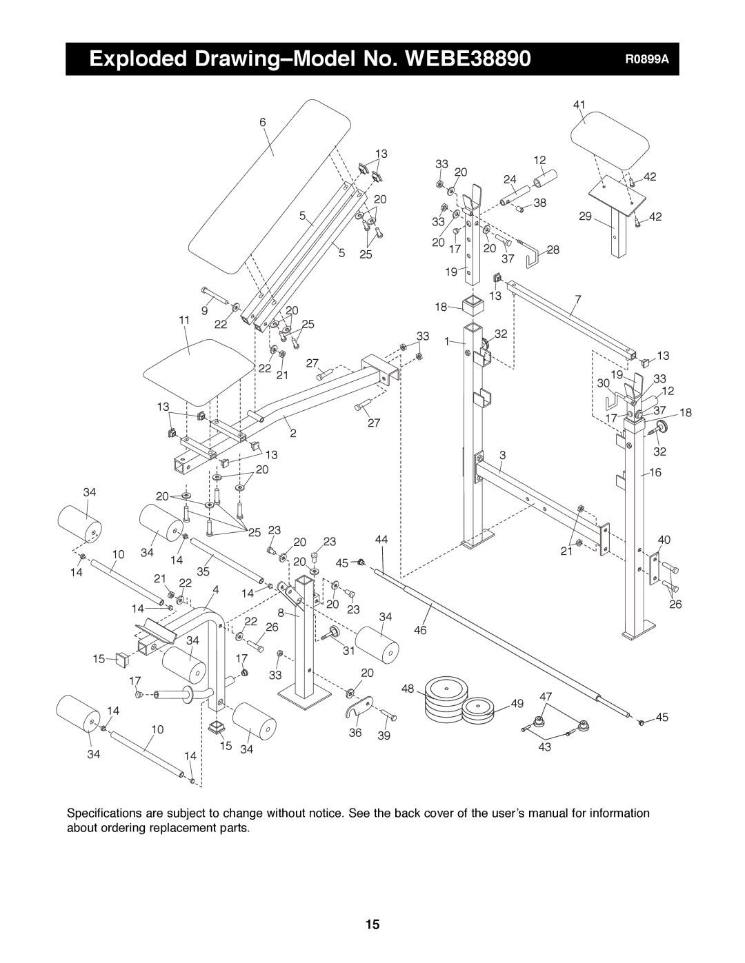 Weider operating instructions Exploded DrawingÐModel No. WEBE38890 