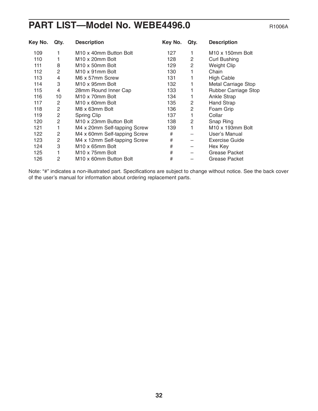 Weider WEBE4496.0 user manual 111 